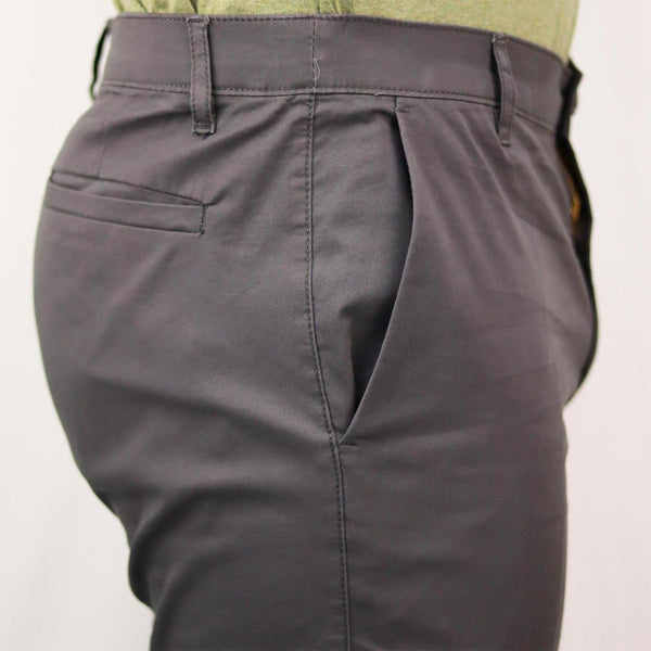 Cotton/Elastane Twill Low Rise Tapered Elastic Waist Khakis