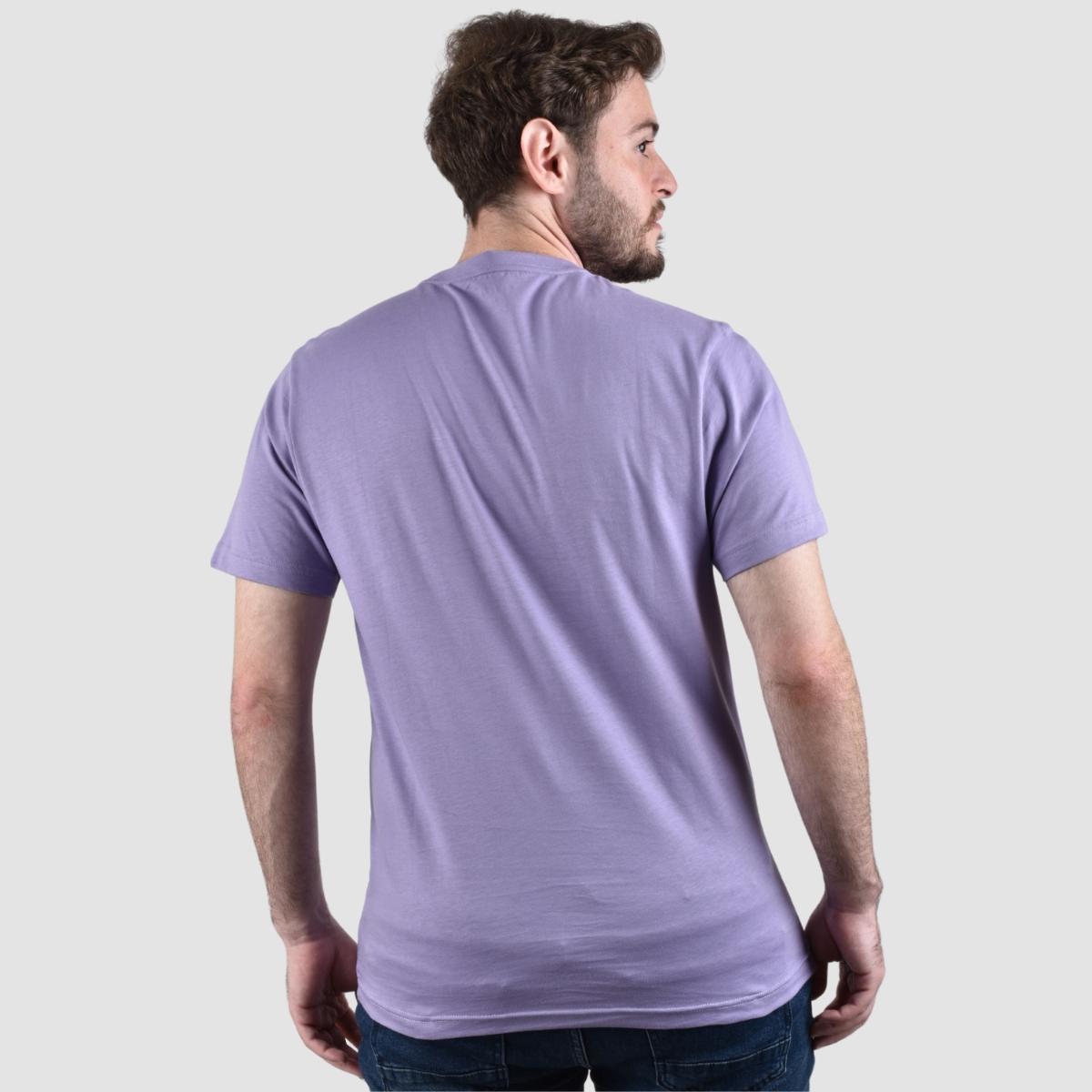 تيشيرت قطني مطبوع بأكمام قصيرة ورقبة دائرية وياقة دائرية