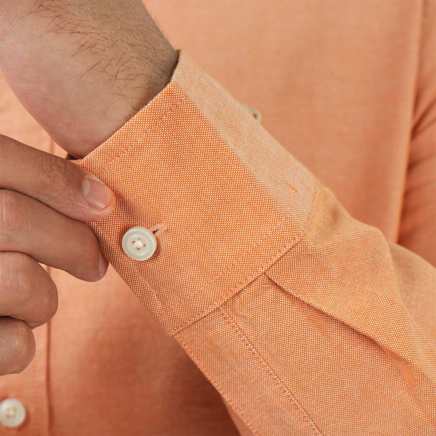 قميص قطني أكسفورد فلانيل بأكمام طويلة وقصة ضيقة مطرزة، قابل للغسل