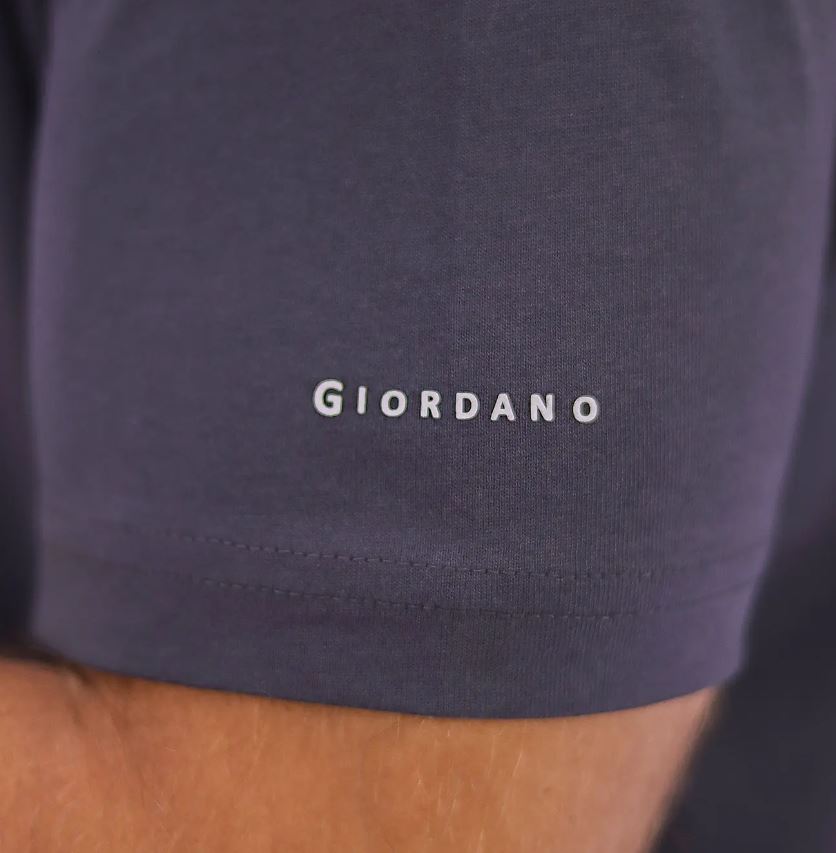 تيشيرت قطني ضيق بأكمام قصيرة ورقبة دائرية وياقة دائرية