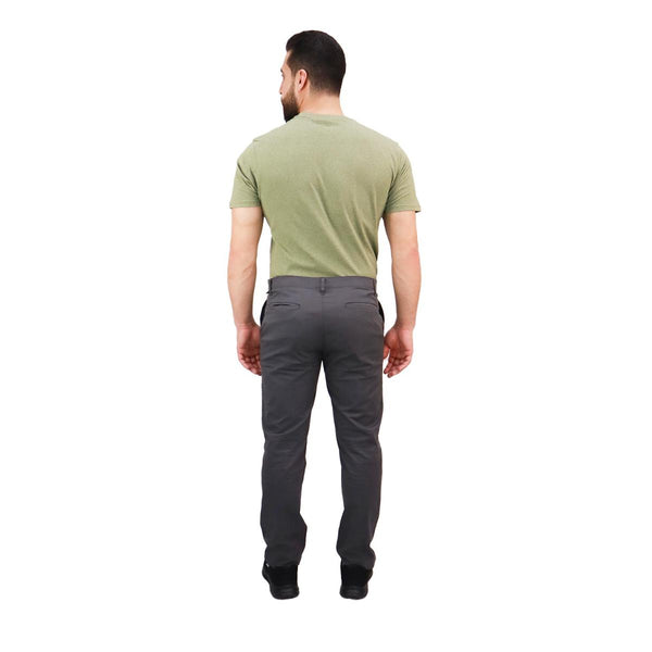 Cotton/Elastane Twill Low Rise Tapered Elastic Waist Khakis