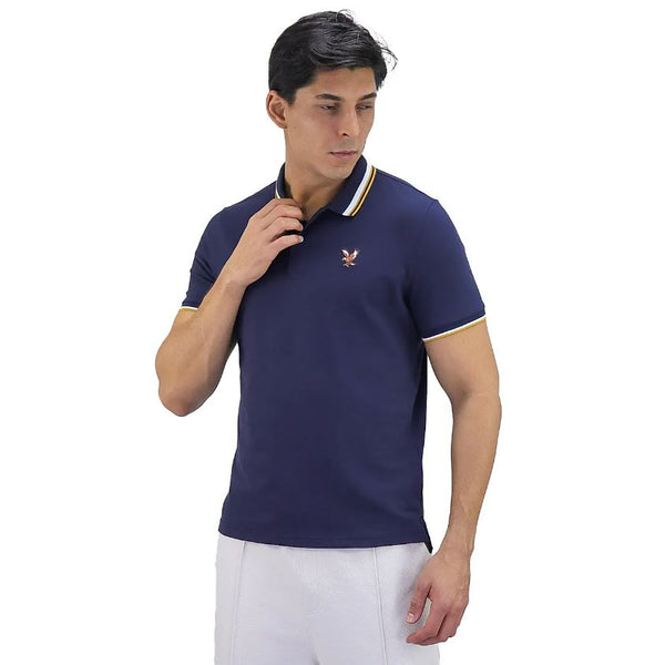 Cotton/Lycra Pique Flat Knitted Collar Short Sleeve Embroidery Solid Polo