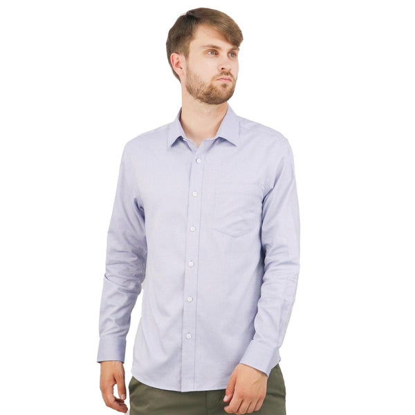 Cotton Oxford Long Sleeve Slim Embroidery Garment Wash Shirt