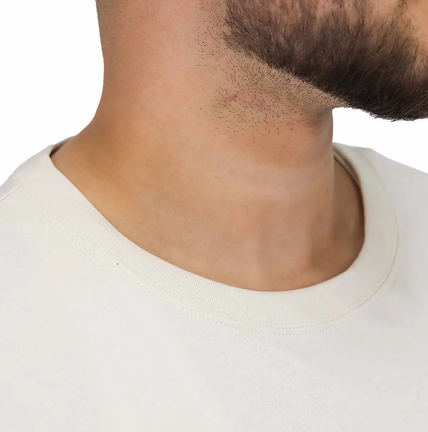 تيشيرت قطني مطبوع بأكمام قصيرة ورقبة دائرية وياقة دائرية