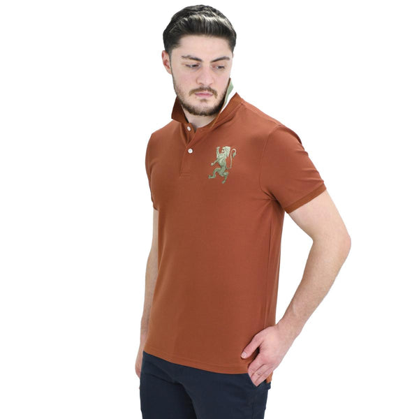 Cotton/Lycra Pique Knitted Collar Short Sleeve Slim Embroidery Bold Polo