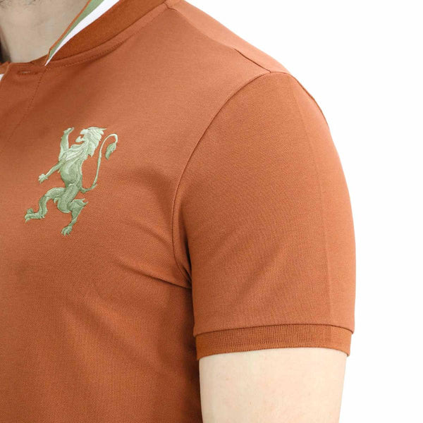 Cotton/Lycra Pique Knitted Collar Short Sleeve Slim Embroidery Bold Polo