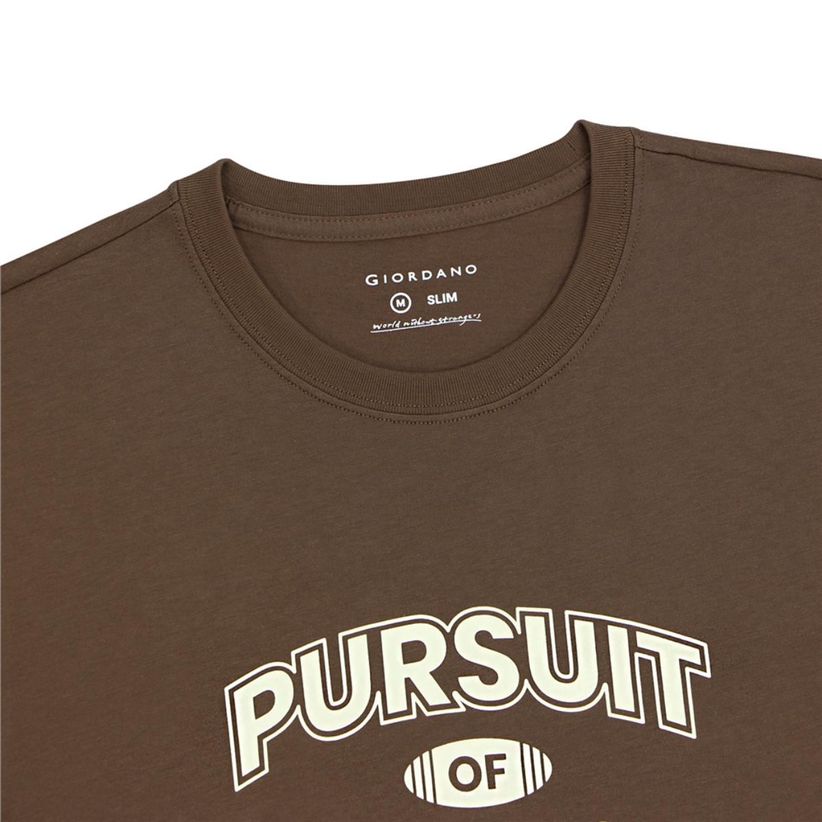 تيشيرت قطني مطبوع بأكمام قصيرة ورقبة دائرية وياقة دائرية