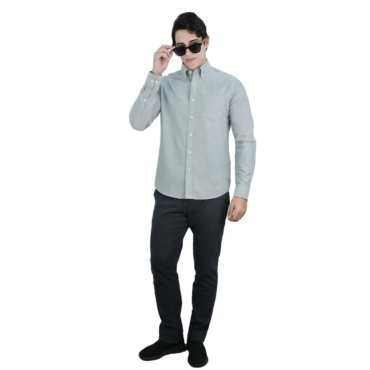 Cotton Oxford Long Sleeve Regular Wrinkle Free Shirt (Premium)