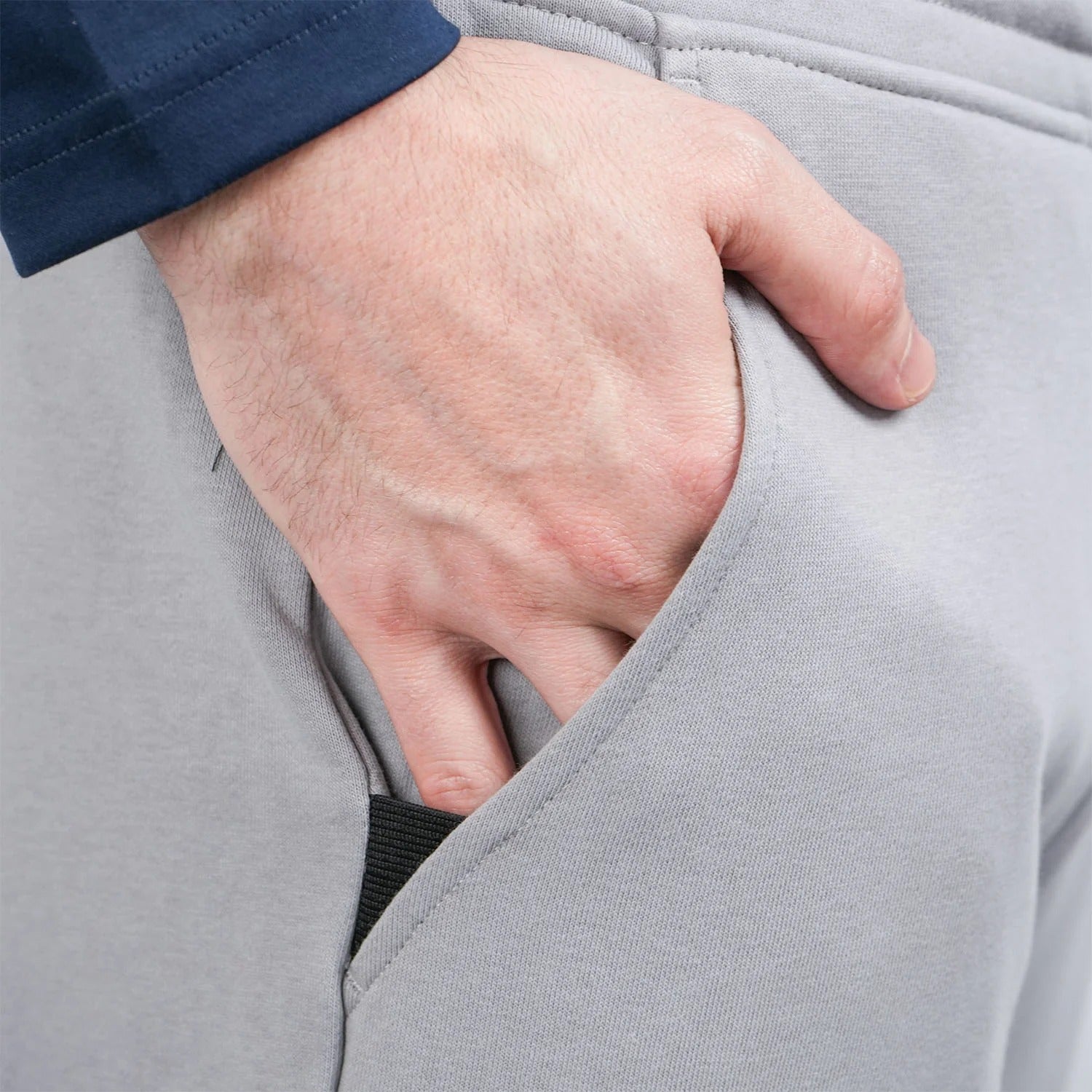 بنطال رياضي متوسط ​​الارتفاع بقصة ضيقة ومطاطية من القطن/البوليستر من قماش تيري فرنسي