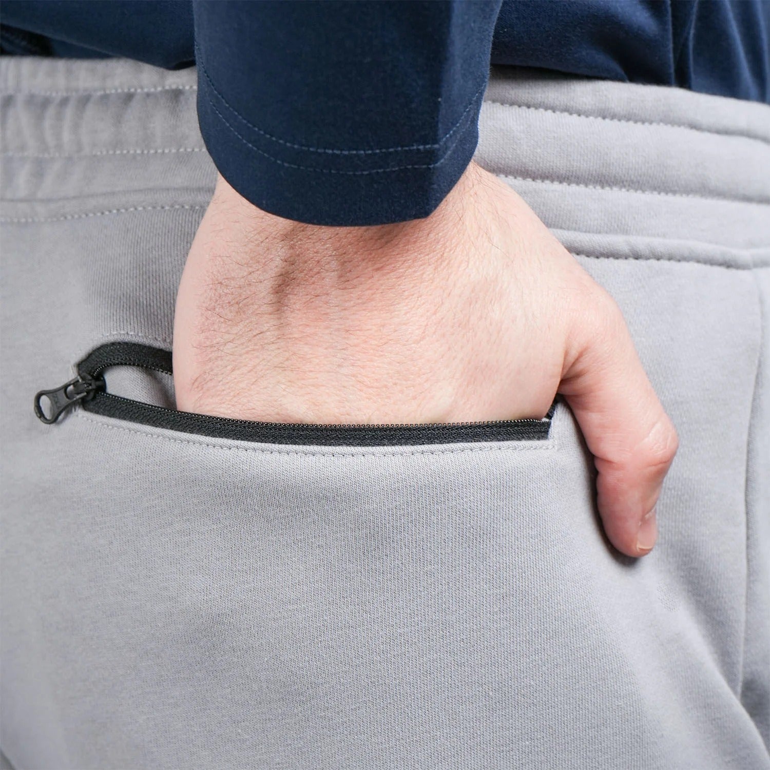 بنطال رياضي متوسط ​​الارتفاع بقصة ضيقة ومطاطية من القطن/البوليستر من قماش تيري فرنسي