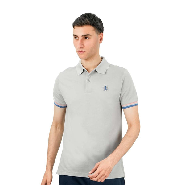 Cotton Pique Flat Knitted Collar Short Sleeve Slim Embroidery Solid Polo