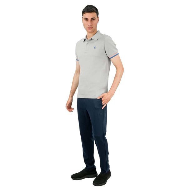 Cotton Pique Flat Knitted Collar Short Sleeve Slim Embroidery Solid Polo