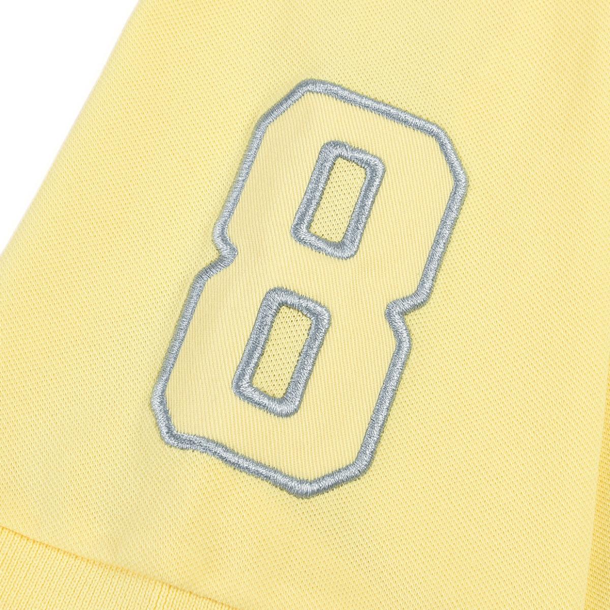 قميص بولو قصير الأكمام بتطريز جريء، مصنوع من القطن/ليكرا بيكيه، بياقة محبوكة