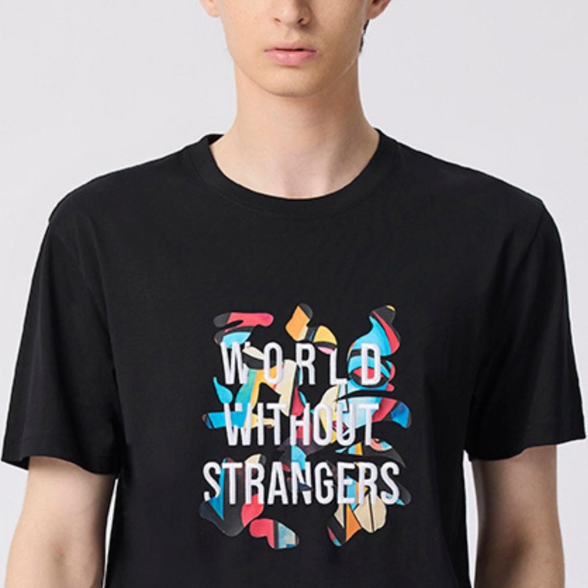 تيشيرت قطني مطبوع بأكمام قصيرة ورقبة دائرية (WWS)