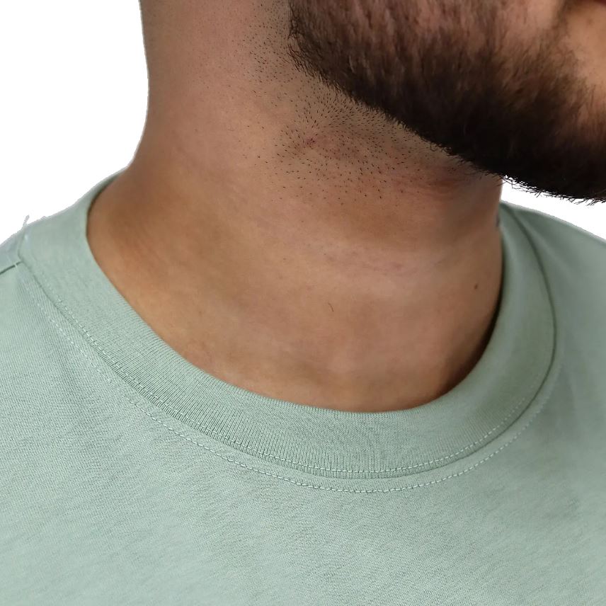 تيشيرت قطني مطبوع بأكمام قصيرة ورقبة دائرية وياقة دائرية