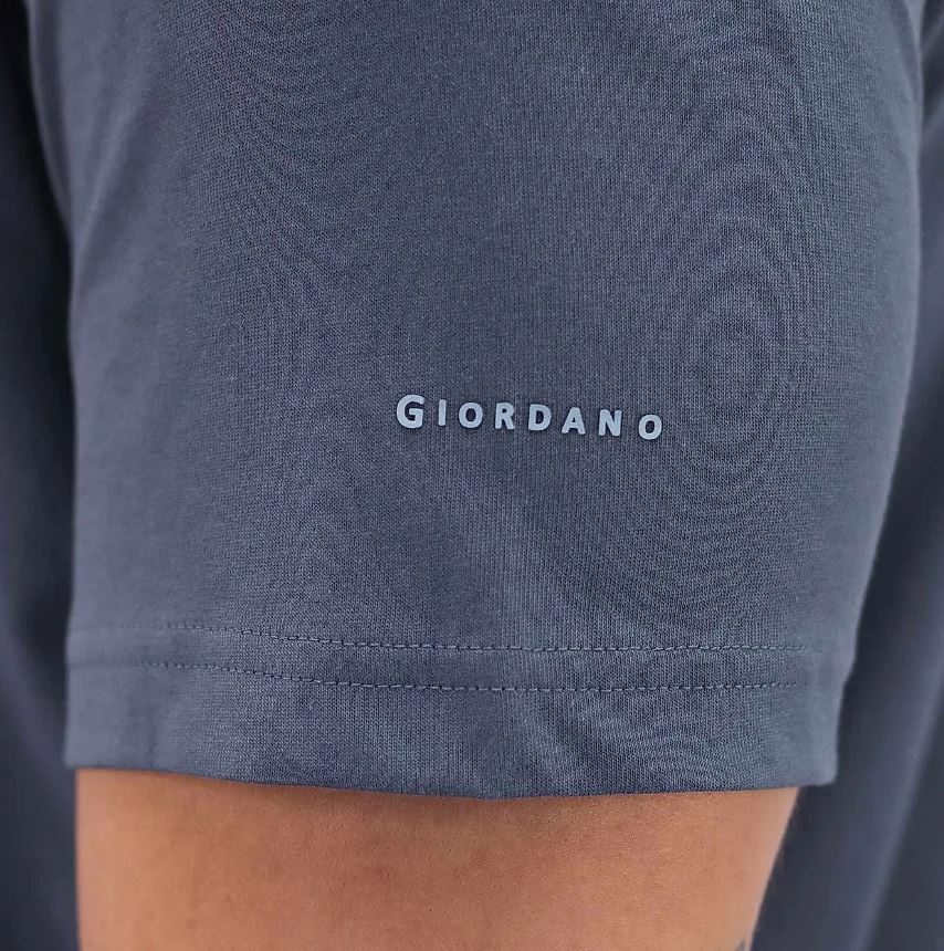 تيشيرت قطني ضيق بأكمام قصيرة ورقبة دائرية وياقة دائرية