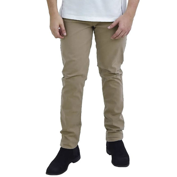 Cotton/Spandex Rise Regular Tapered Khakis (180 Elastic Waist band)