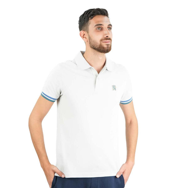Cotton Pique Flat Knitted Collar Short Sleeve Slim Embroidery Solid Polo