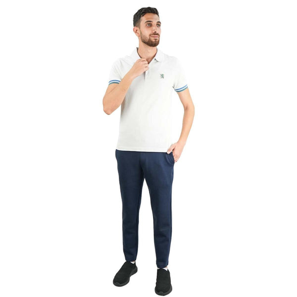 Cotton Pique Flat Knitted Collar Short Sleeve Slim Embroidery Solid Polo