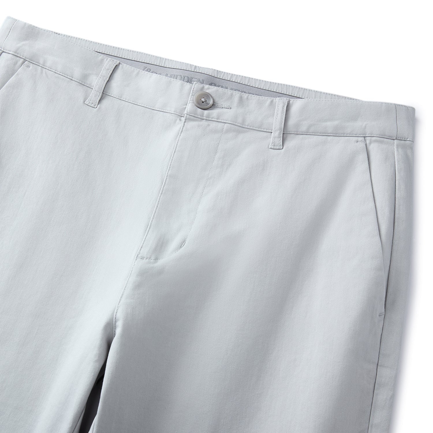 بنطال كاكي متوسط ​​الارتفاع بقصة عادية من قماش قطني/سباندكس تويل