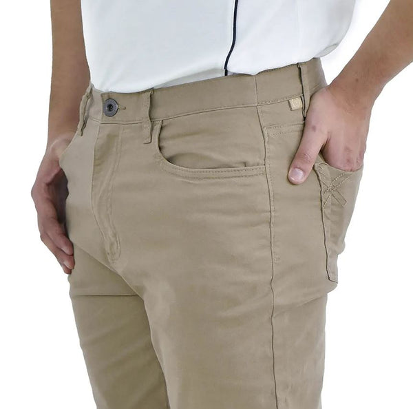 Cotton/Spandex Rise Regular Tapered Khakis (180 Elastic Waist band)