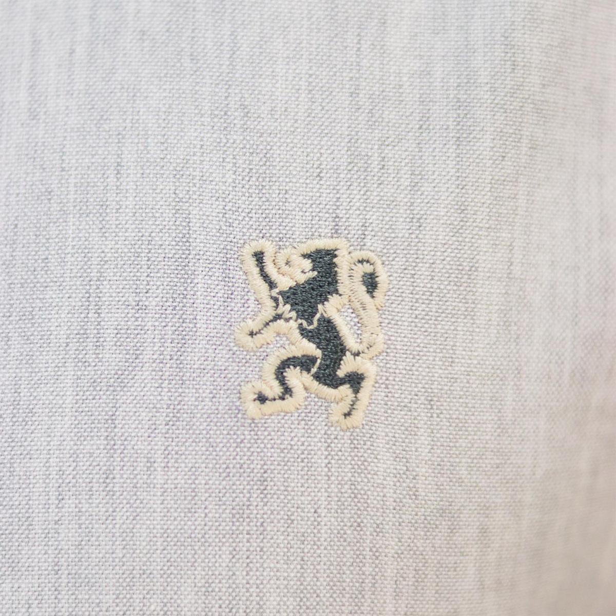 قميص قطني أكسفورد بأكمام طويلة وقصة ضيقة مطرزة، قابل للغسل