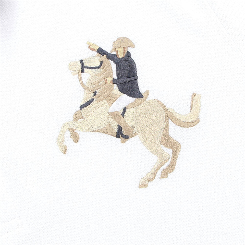 Cotton/Lycra Pique Knitted Collar Short Sleeve Slim Embroidery Bold Polo