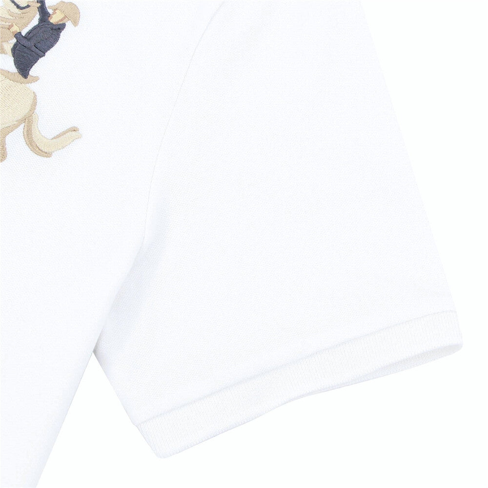 Cotton/Lycra Pique Knitted Collar Short Sleeve Slim Embroidery Bold Polo