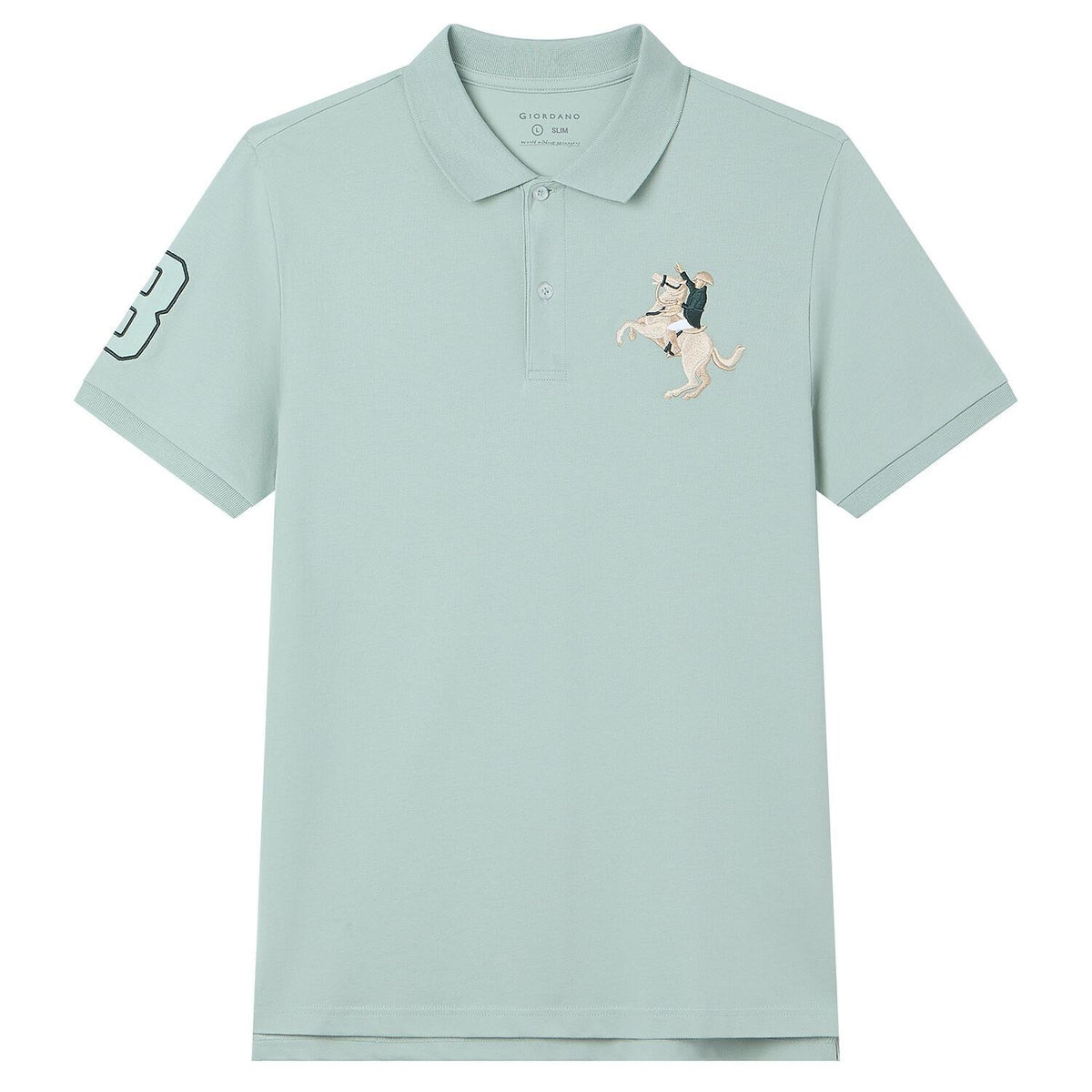 Men's Slim Fit Napoleon Embroidery Lycra Pique Polo
