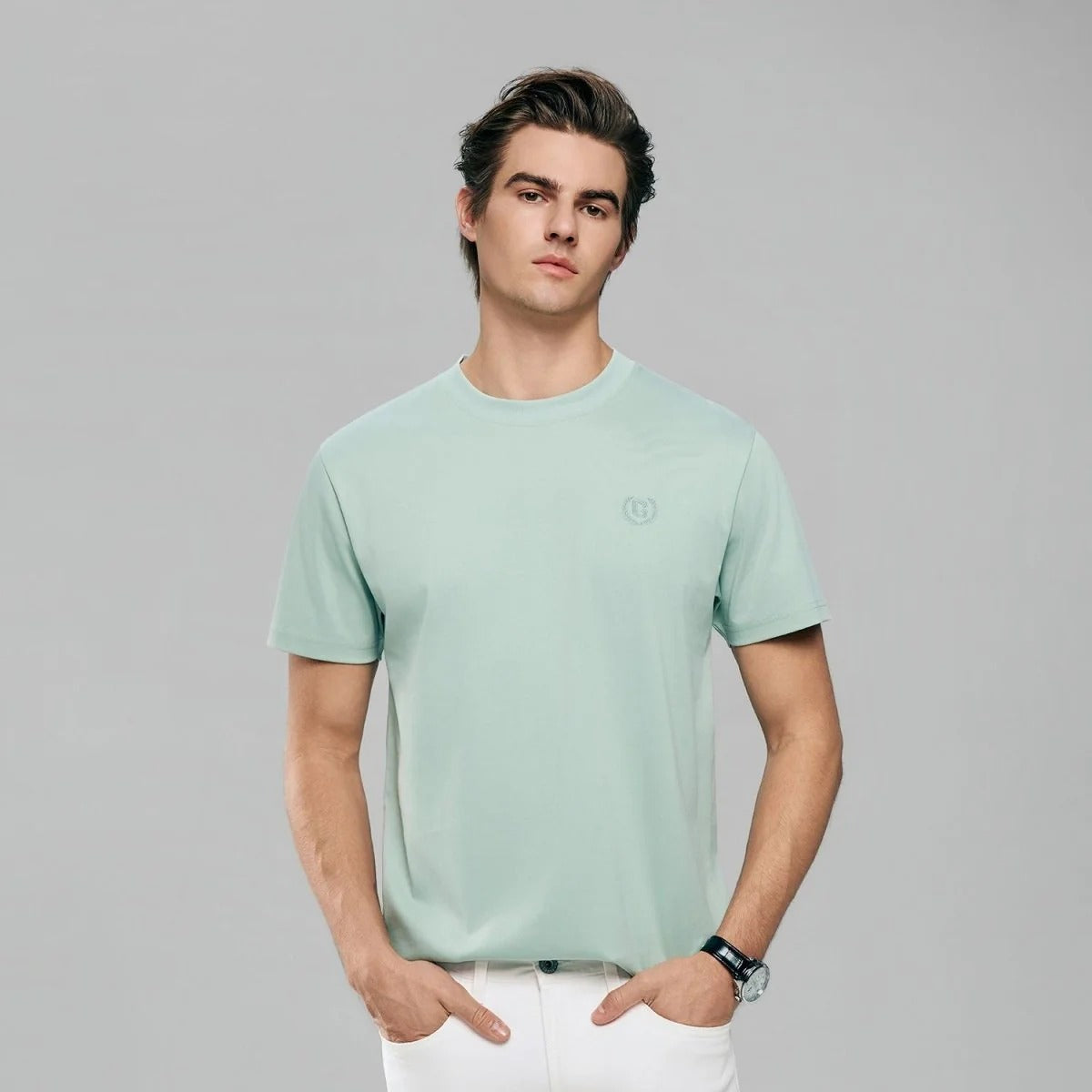 Men's Slim Fit Liquid Touch Cotton Crew Neck Tee (feel the difference)