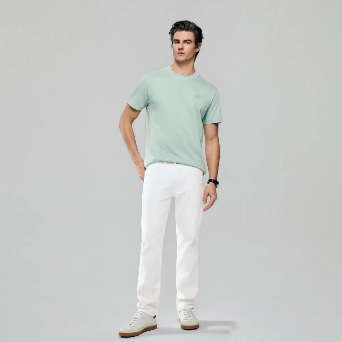 Men's Slim Fit Liquid Touch Cotton Crew Neck Tee (feel the difference)