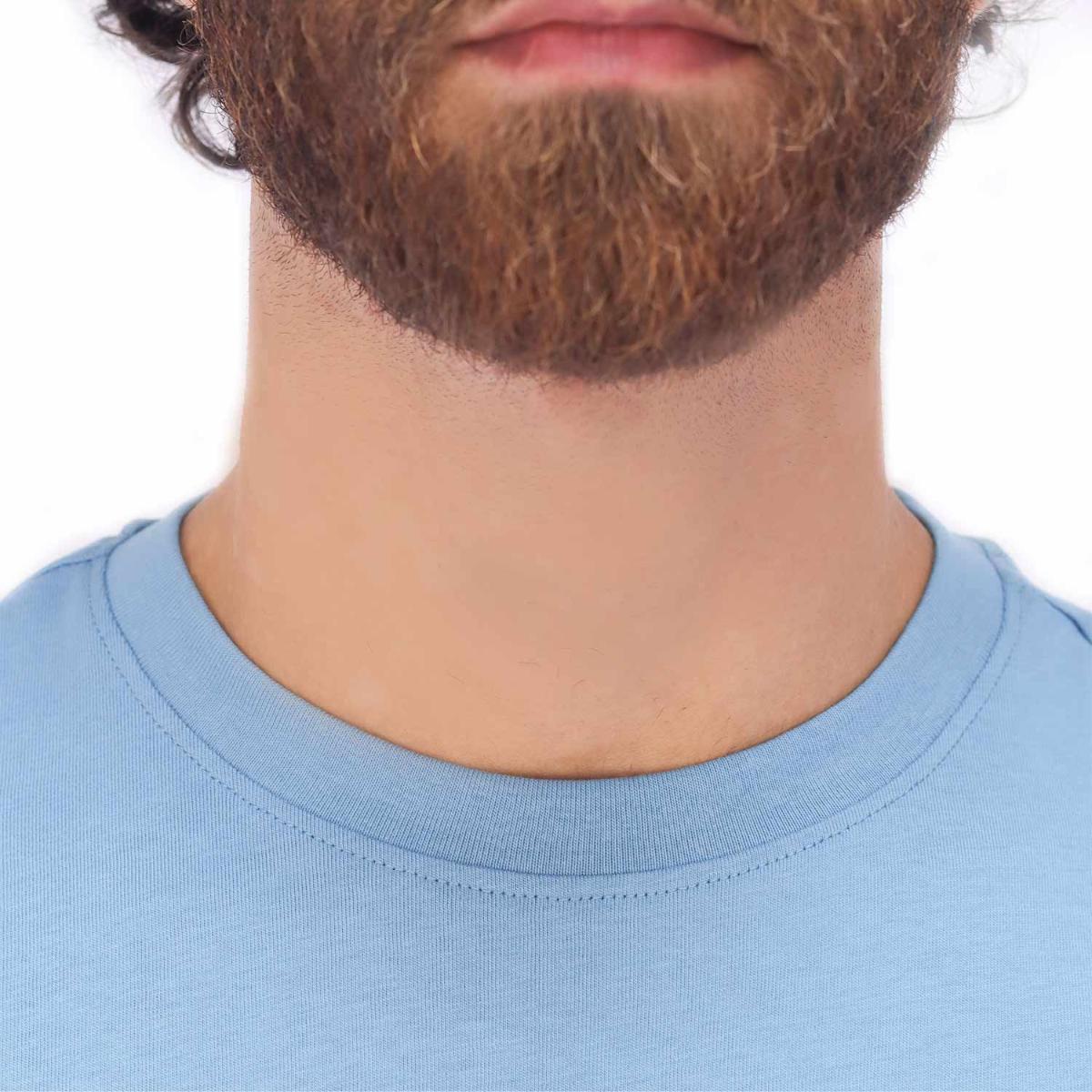 تيشيرت قطني ضيق بأكمام قصيرة ورقبة دائرية وياقة دائرية