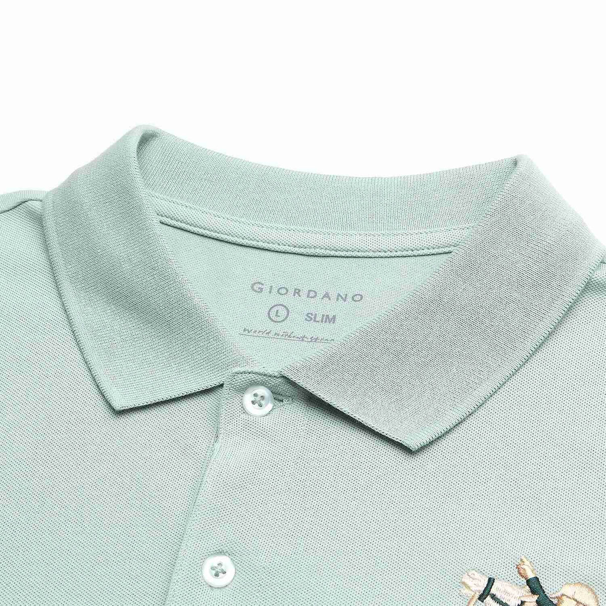 Men's Slim Fit Napoleon Embroidery Lycra Pique Polo
