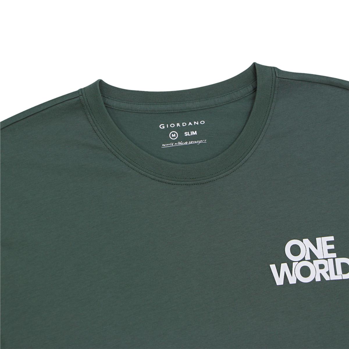 تيشيرت قطني مطبوع بأكمام قصيرة ورقبة دائرية وياقة دائرية