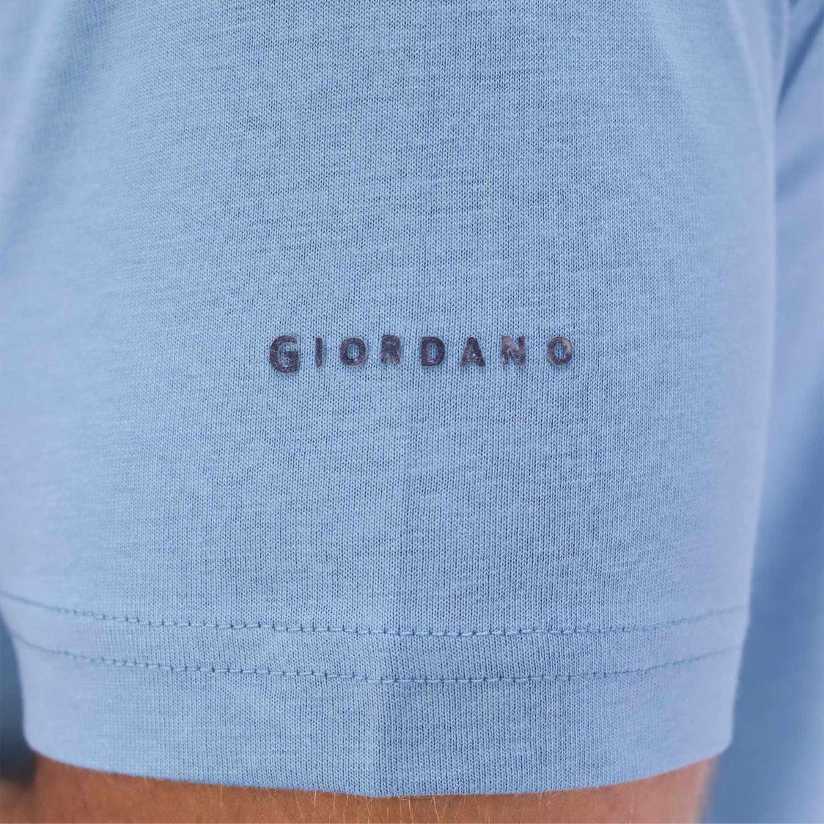 تيشيرت قطني ضيق بأكمام قصيرة ورقبة دائرية وياقة دائرية