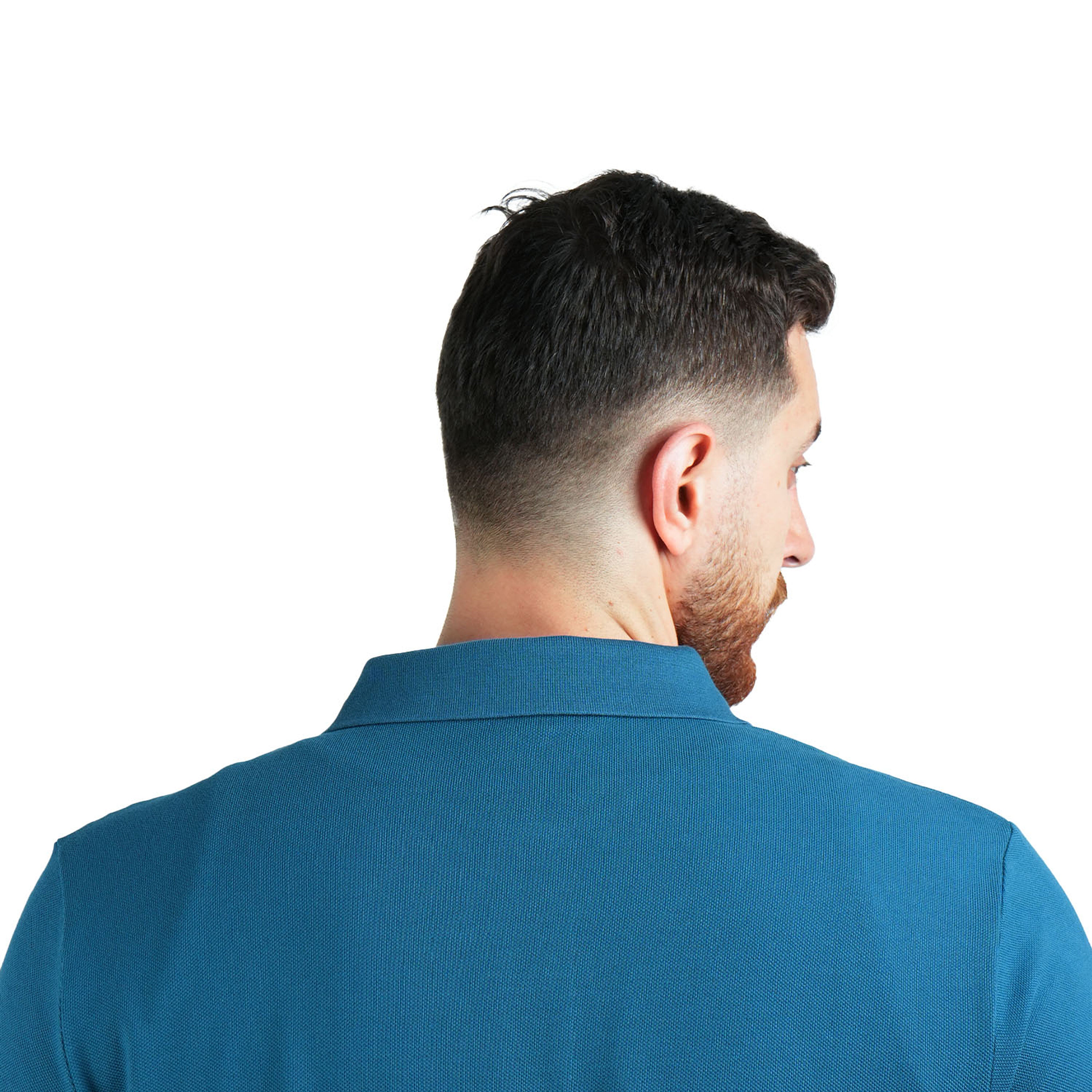 قميص بولو قطني بيكيه بياقة محبوكة مسطحة وأكمام قصيرة مطرزة بلون موحد (قميص بولو رياضي)