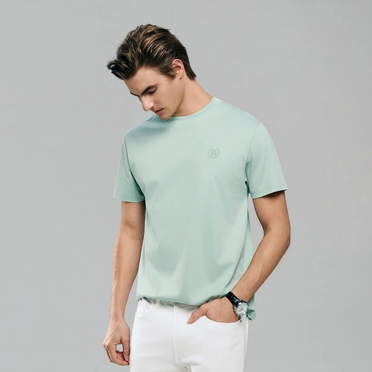 Men's Slim Fit Liquid Touch Cotton Crew Neck Tee (feel the difference)