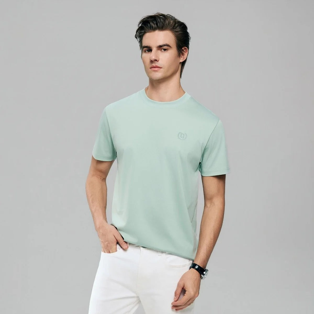 Men's Slim Fit Liquid Touch Cotton Crew Neck Tee (feel the difference)