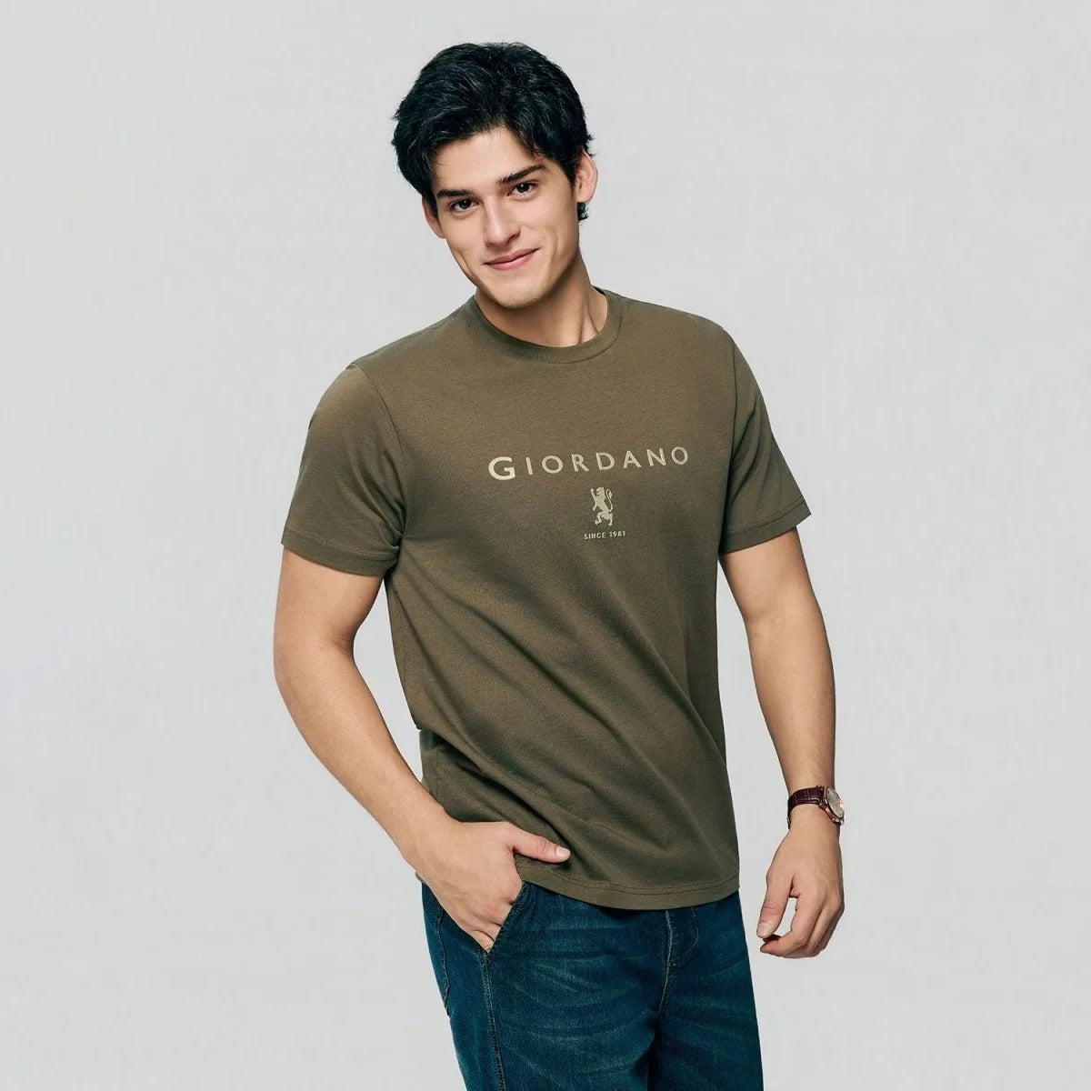 Men's Slim Cotton Crew Neck Signature Print Tee