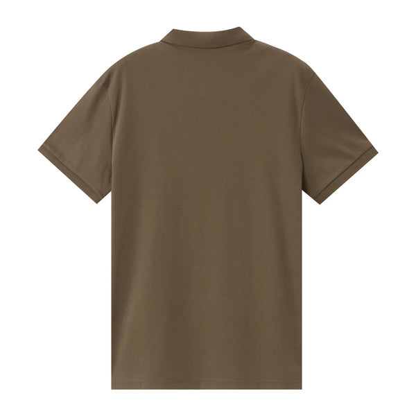 Cotton Interlock Flat Knitted Collar Short Sleeve Slim Embroidery Solid Polo (Liquid Touch)