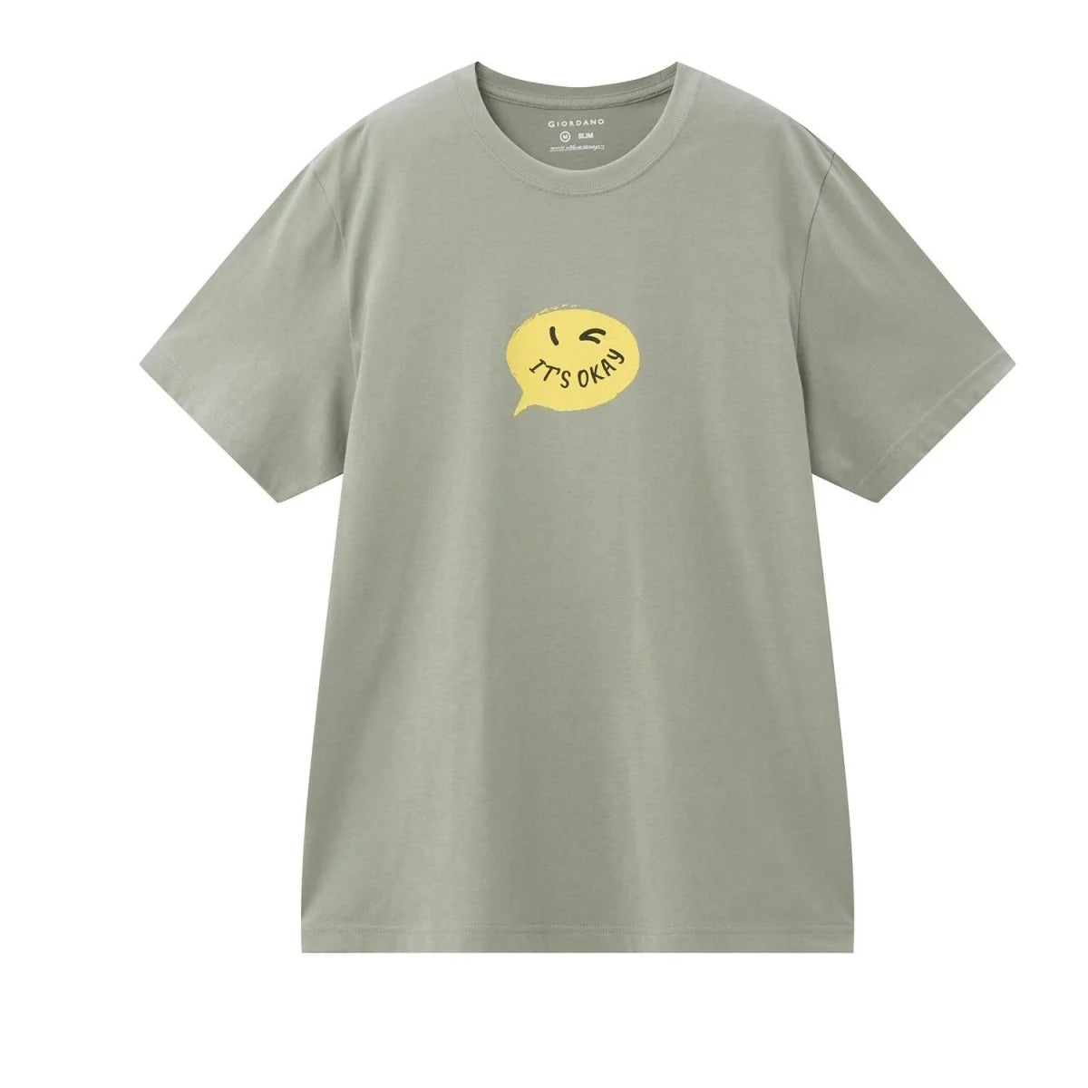 تيشيرت قطني مطبوع بأكمام قصيرة ورقبة دائرية وياقة دائرية