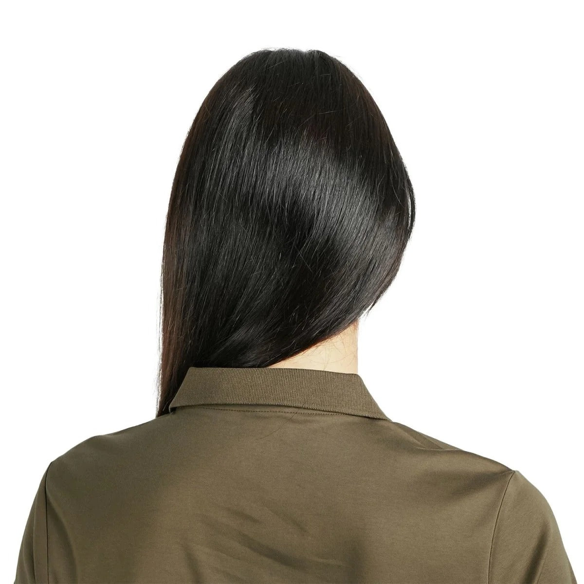 قميص بولو نسائي من القطن المتشابك، بياقة مسطحة محبوكة، وأكمام قصيرة مطرزة، بلون سادة