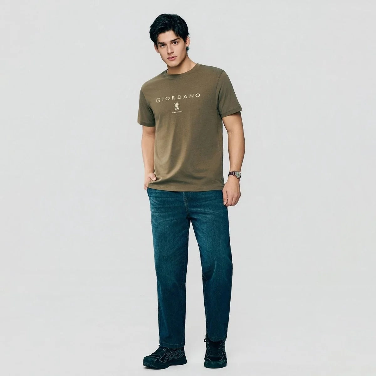 Men's Slim Cotton Crew Neck Signature Print Tee