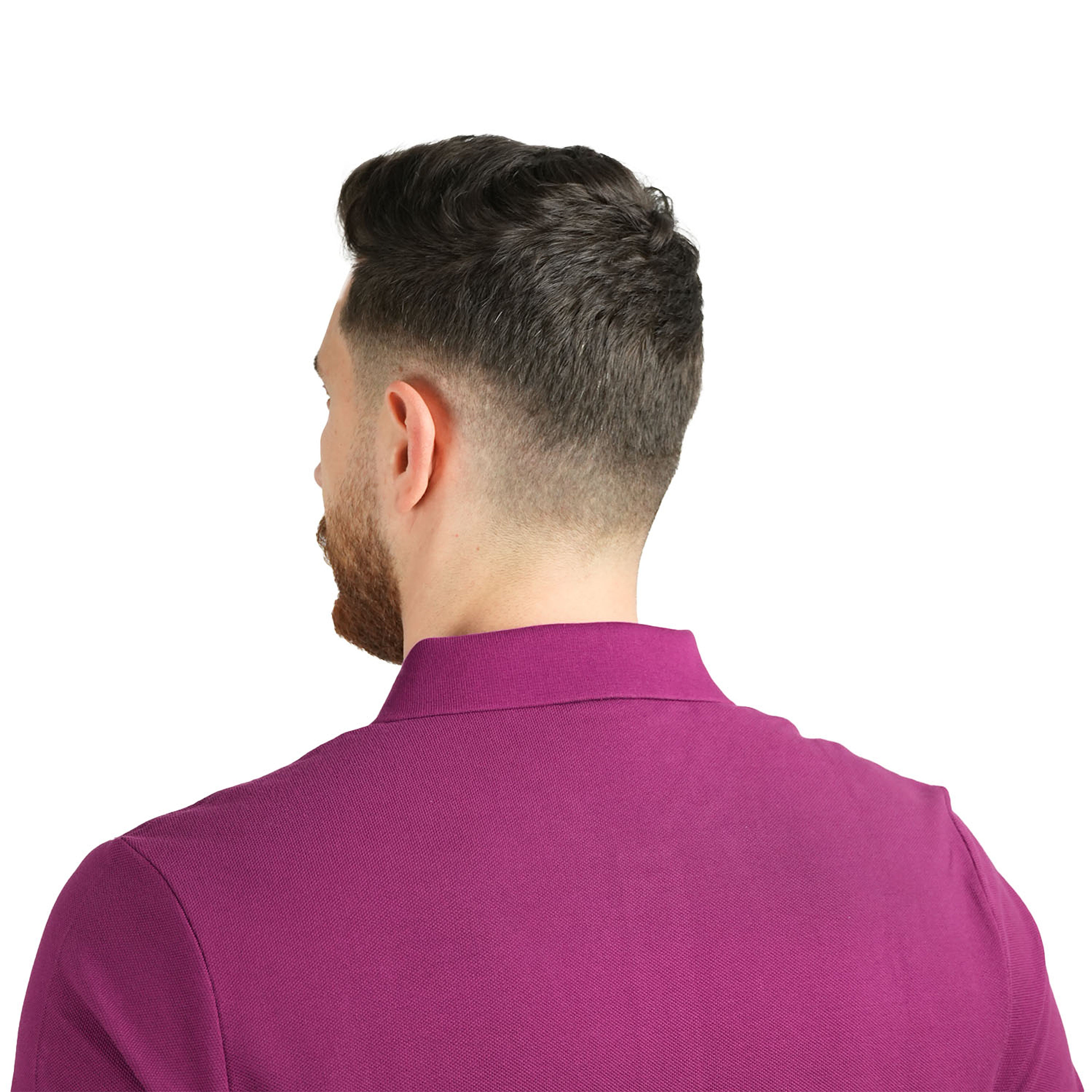 قميص بولو قطني بيكيه بياقة محبوكة مسطحة وأكمام قصيرة مطرزة بلون موحد (قميص بولو رياضي)