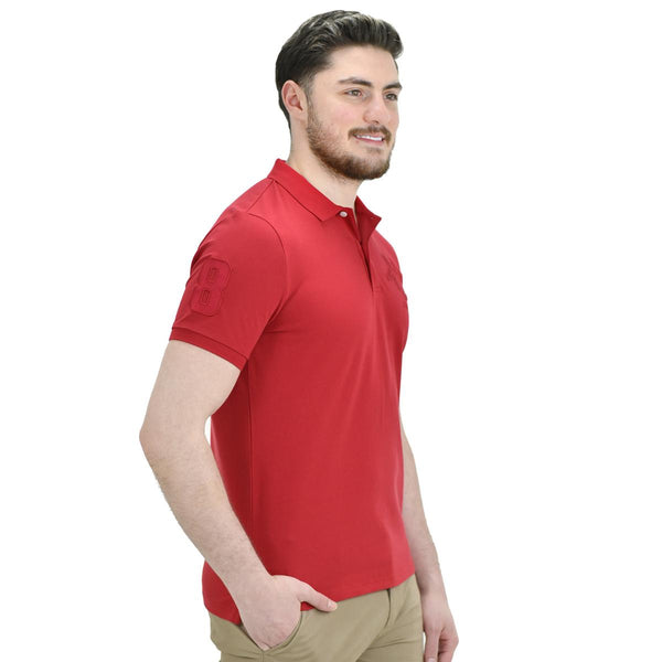 Cotton/Lycra Pique Knitted Collar Short Sleeve Slim Embroidery Bold Polo