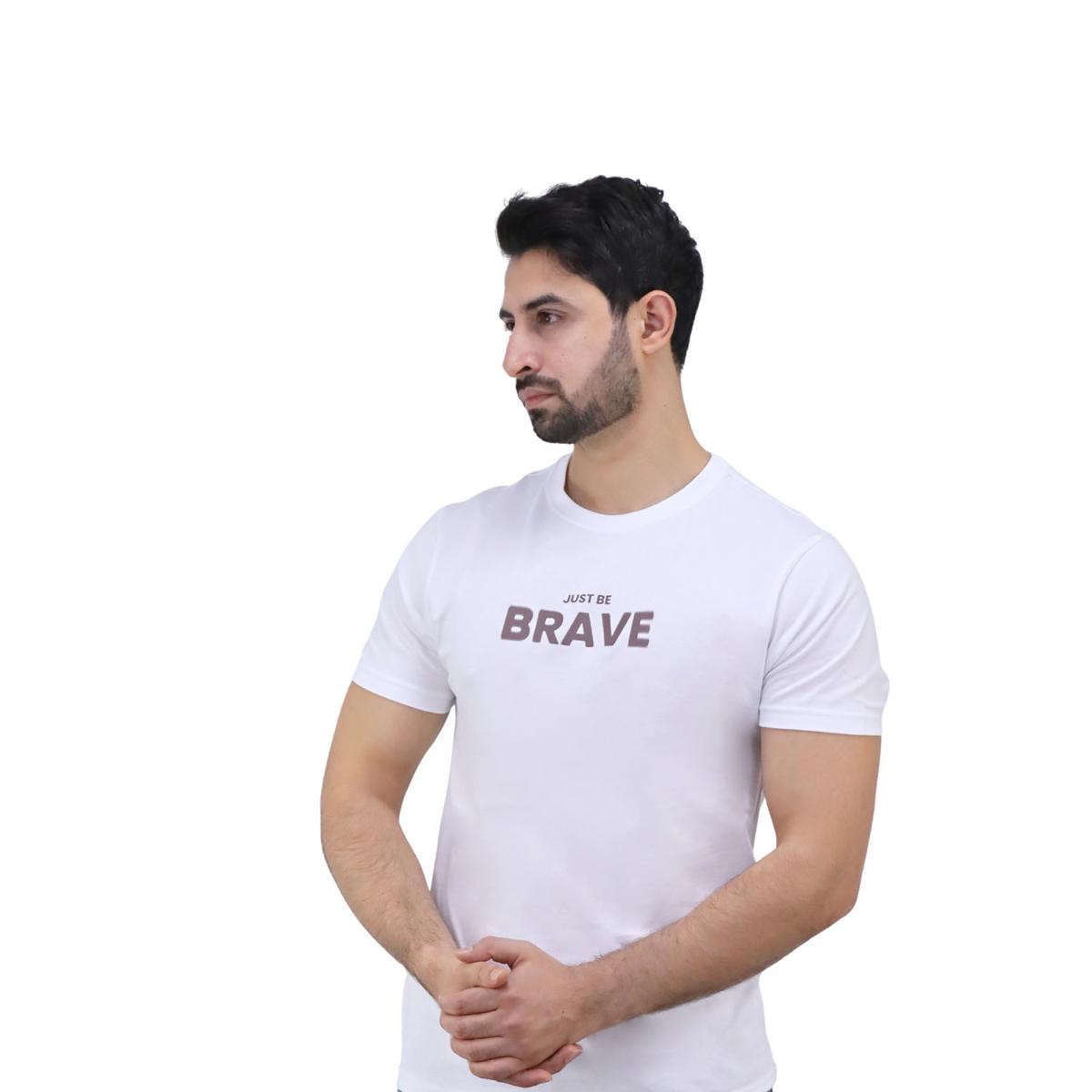 تيشيرت قطني مطبوع بأكمام قصيرة ورقبة دائرية وياقة دائرية