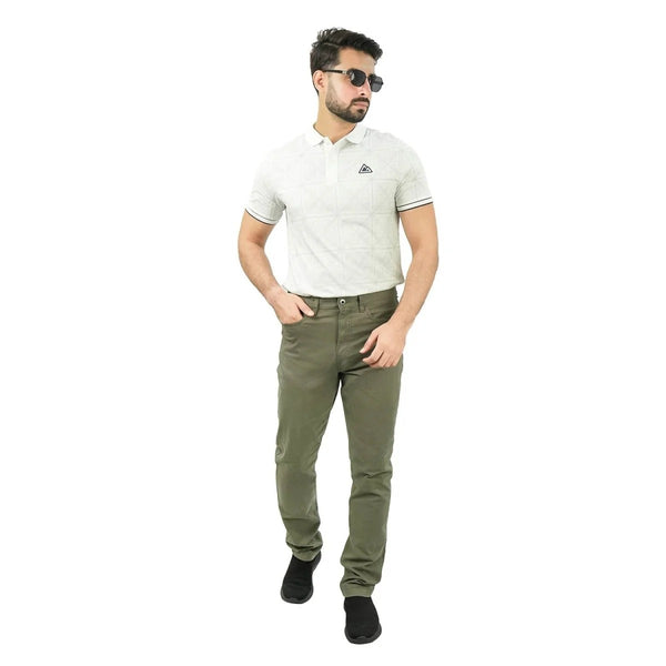 Cotton/Spandex Rise Regular Tapered Khakis (180 Elastic Waist band)