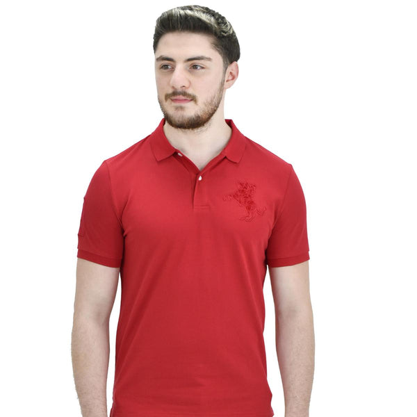 Cotton/Lycra Pique Knitted Collar Short Sleeve Slim Embroidery Bold Polo