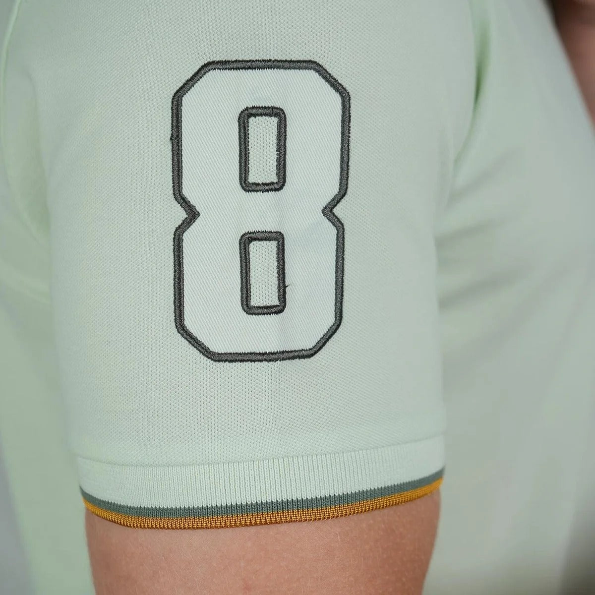 Cotton/Lycra Pique Flat Knitted Collar Short Sleeve Slim Embroidery Napoleon Polo