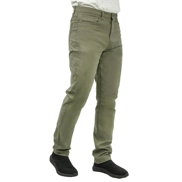 Cotton/Spandex Rise Regular Tapered Khakis (180 Elastic Waist band)